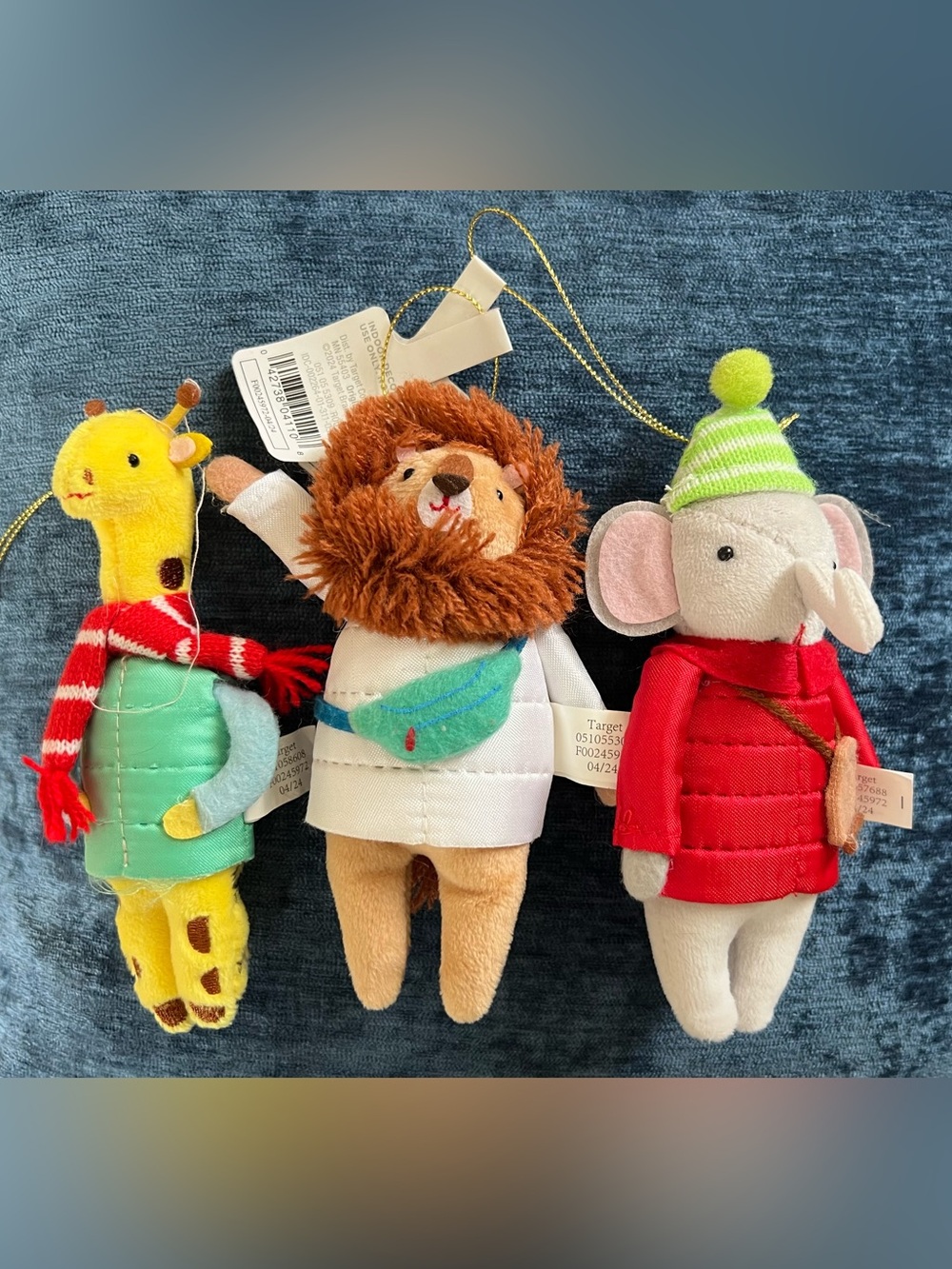 Target Wondershop 2024 ornaments giraffe, lion, elephant